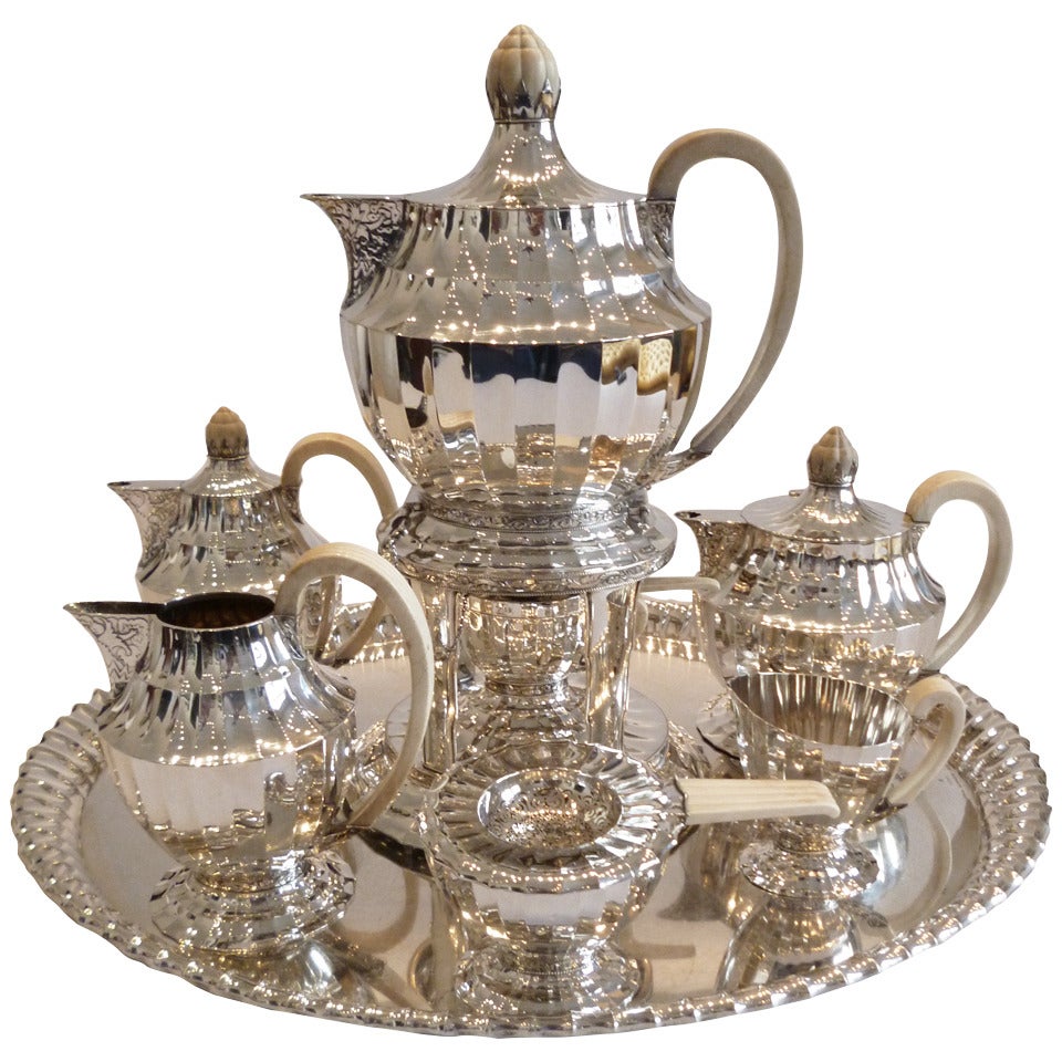 Extraordinary Silver and Ivory Tea and Coffee Set