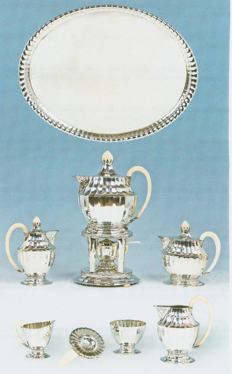 20th Century Extraordinary Silver and Ivory Tea and Coffee Set