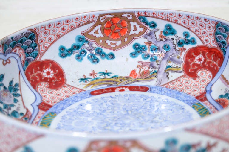 19th Century Antique Japanese Hand Painted Porcelain Imari Bowl For Sale