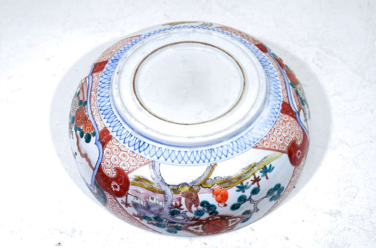 Antique Japanese Hand Painted Porcelain Imari Bowl For Sale 3