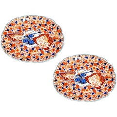 Pair of 19 Century Japanese Imari Porcelain Ceramic Chargers Imari Platters