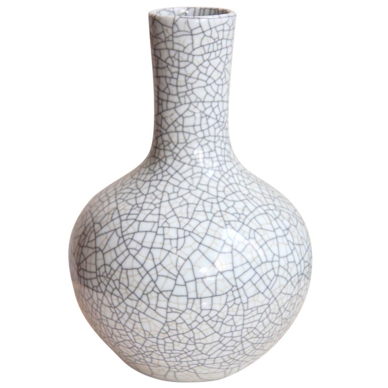 Chinese Porcelain Crackleware Vase or Lamp Base For Sale