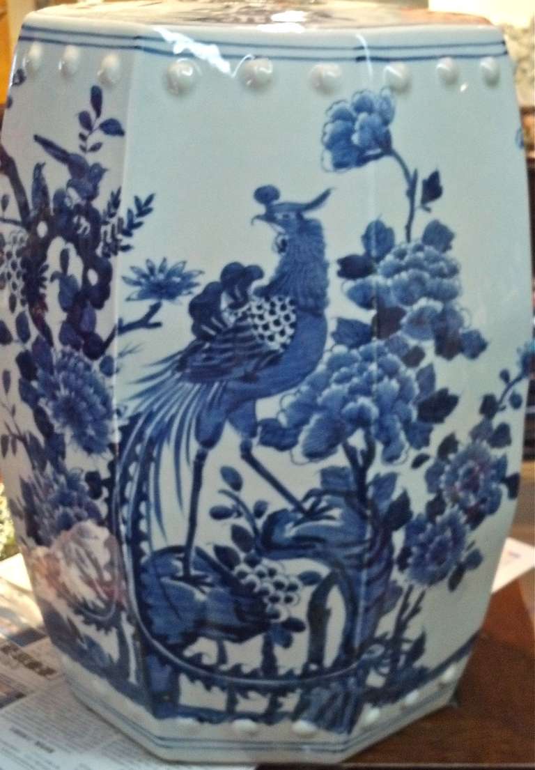 Blue and White Chinese Oriental Porcelain Ceramic Garden Stool