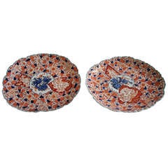 Pair Imari Oval Porcelain Ceramic Chargers