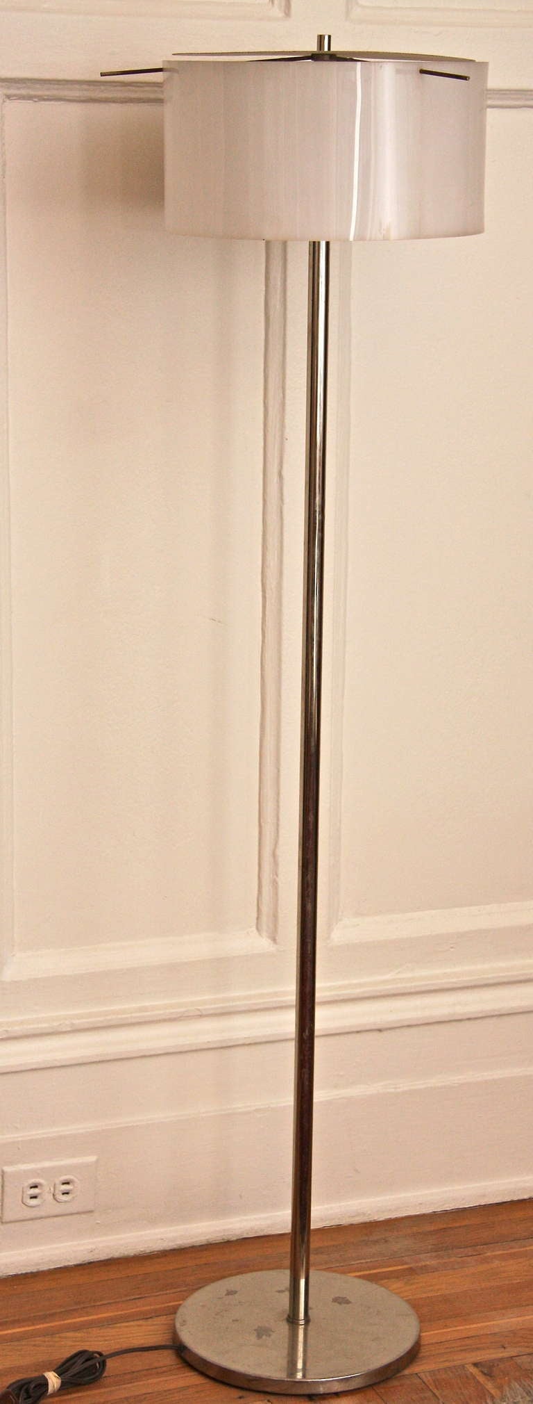 Chrome and Plexiglass Modernist Floor Lamp