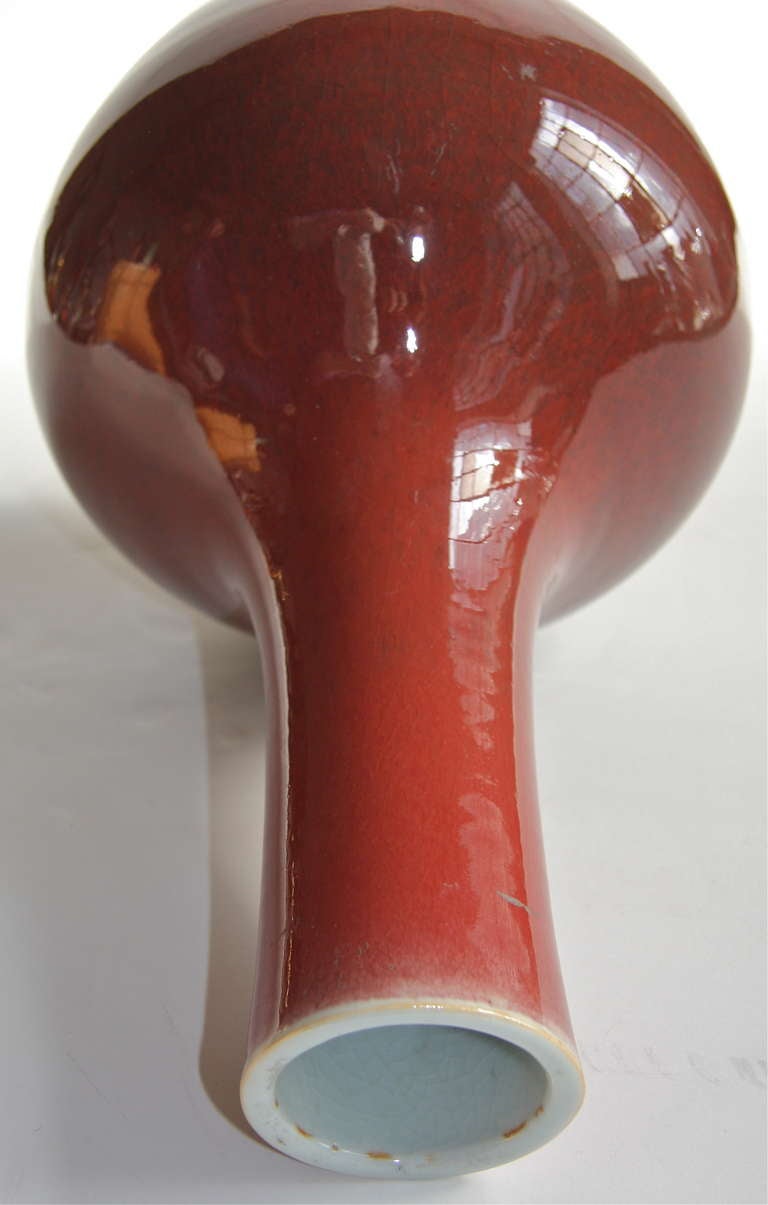 19th Century Antique Chinese Oxblood Porcelain Vase For Sale 2