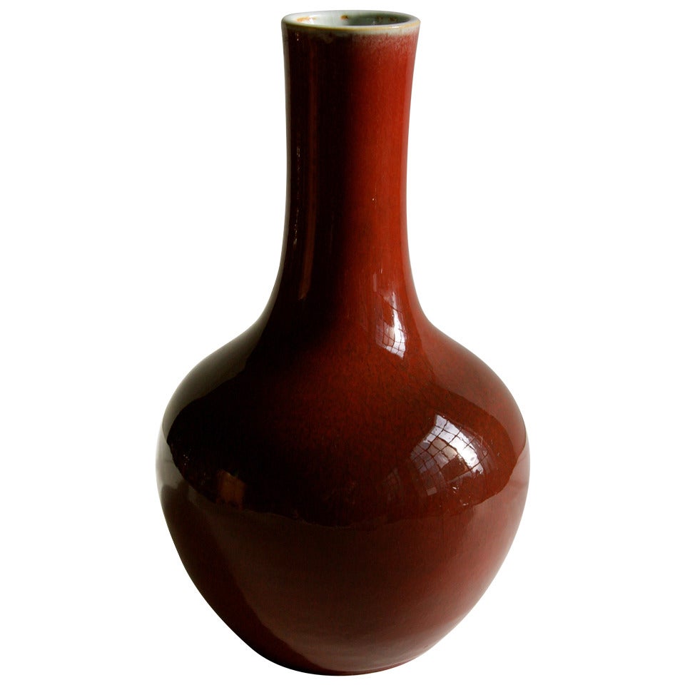 19th Century Antique Chinese Oxblood Porcelain Vase For Sale