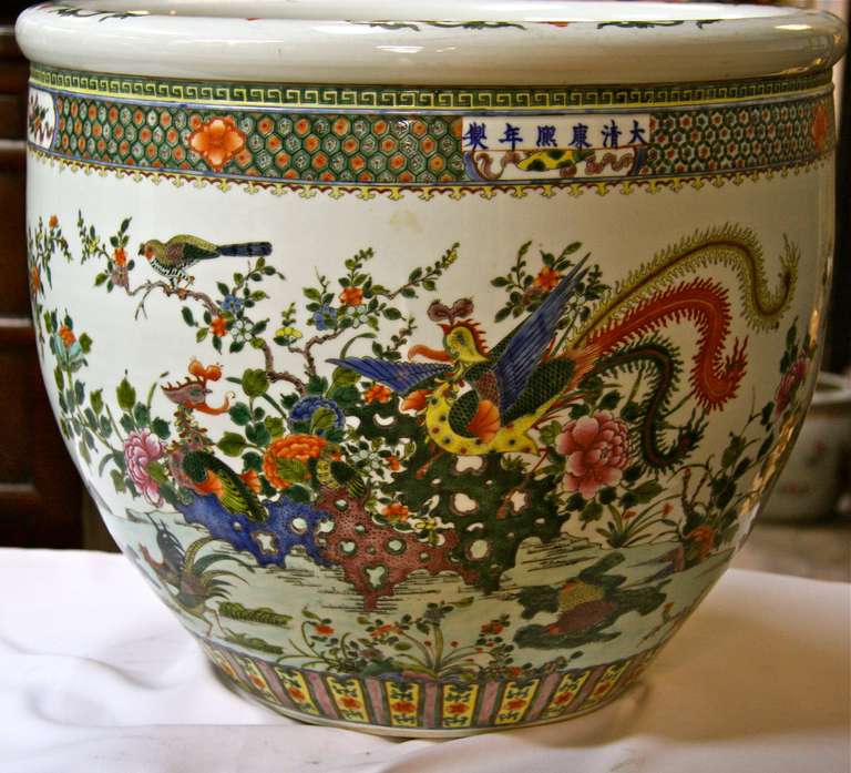 20 inch Chinese Famille Verte Porcelain Jardiniere or Planter