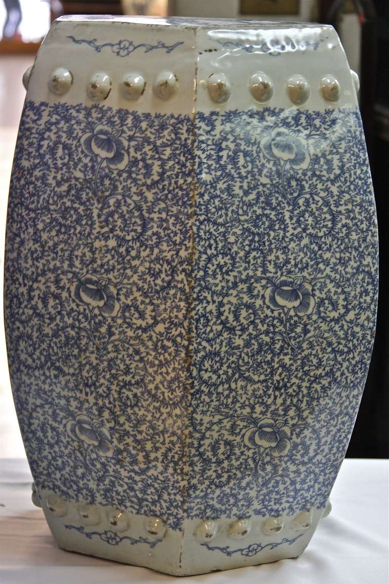 20 inch Antique Blue and White Chinese Porcelain Garden Stool