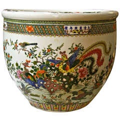20 inch Chinese Famille Verte Porcelain Jardiniere or Planter