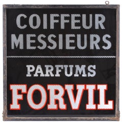 Vintage French Shop Sign (Glass & Metal)