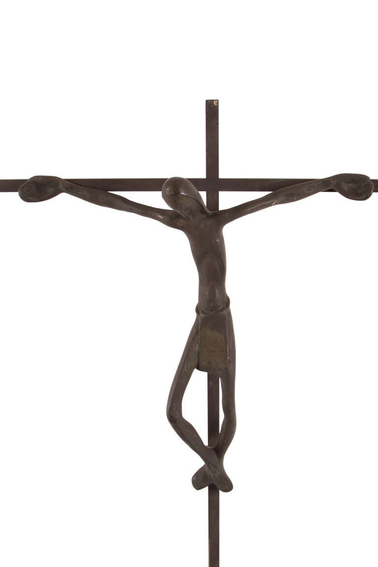 Rare Elie Pellegrin Signed Bronze Crucifix