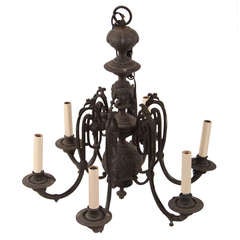 19th Century French Antique Bronze Chandelier, Gothic Revival