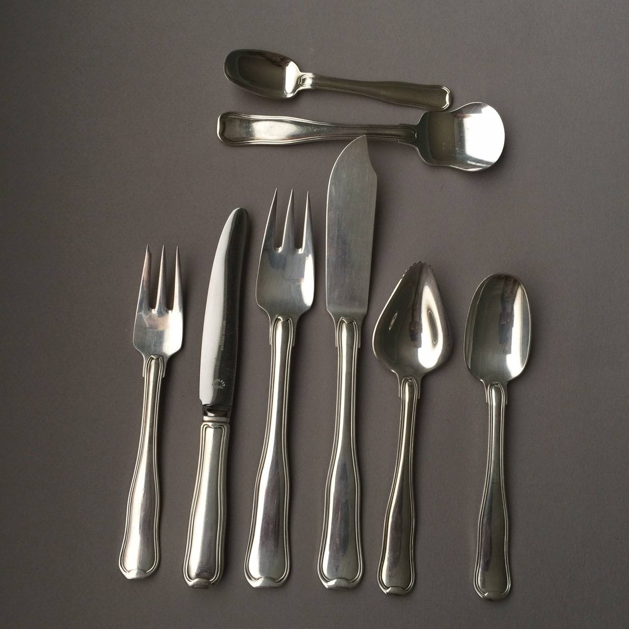 Other Georg Jensen Old Danish Sterling Silver Cutlery Set By Harald Nielsen ( 266)