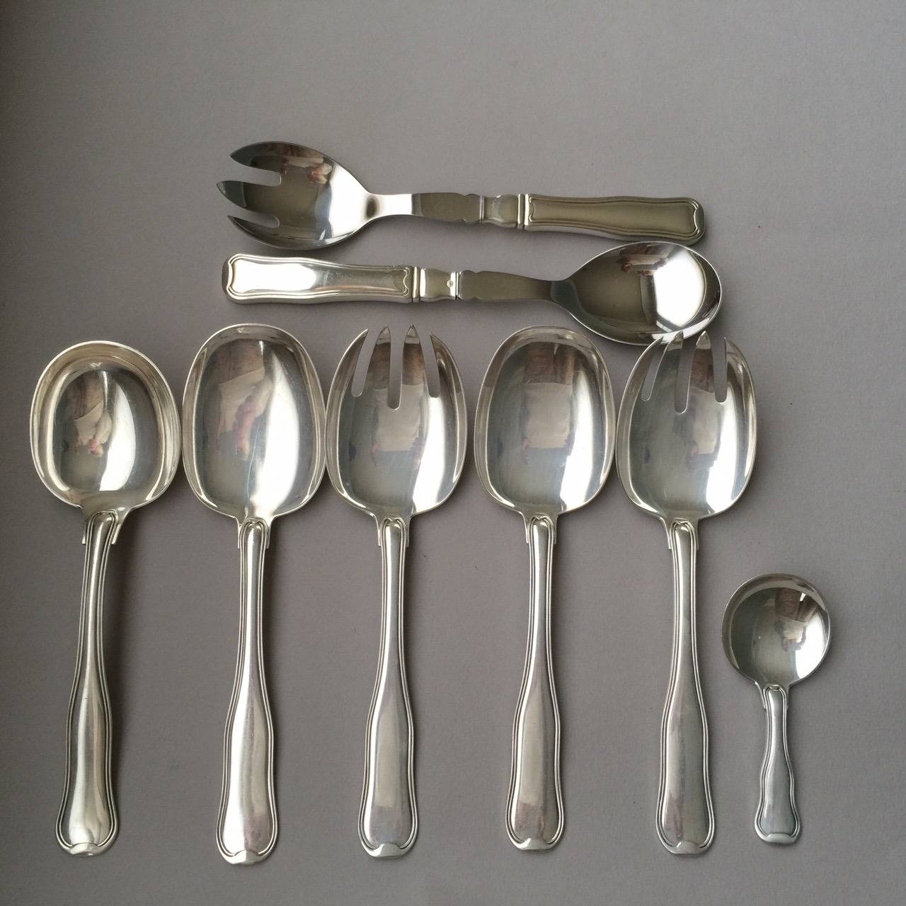 Georg Jensen Old Danish Sterling Silver Cutlery Set By Harald Nielsen ( 266) In Excellent Condition In San Francisco, CA