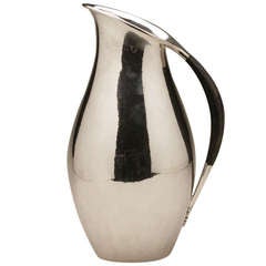 Georg Jensen Extra Large Water Pitcher with Ebony Handle by Johan Rohde, no. 432F