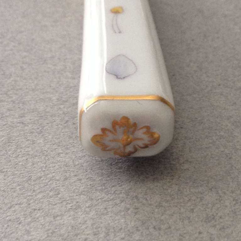 Flora Danica Porcelain Handle Fork and Knife Dessert Set with A. Michelsen 24kt Vermiel 1