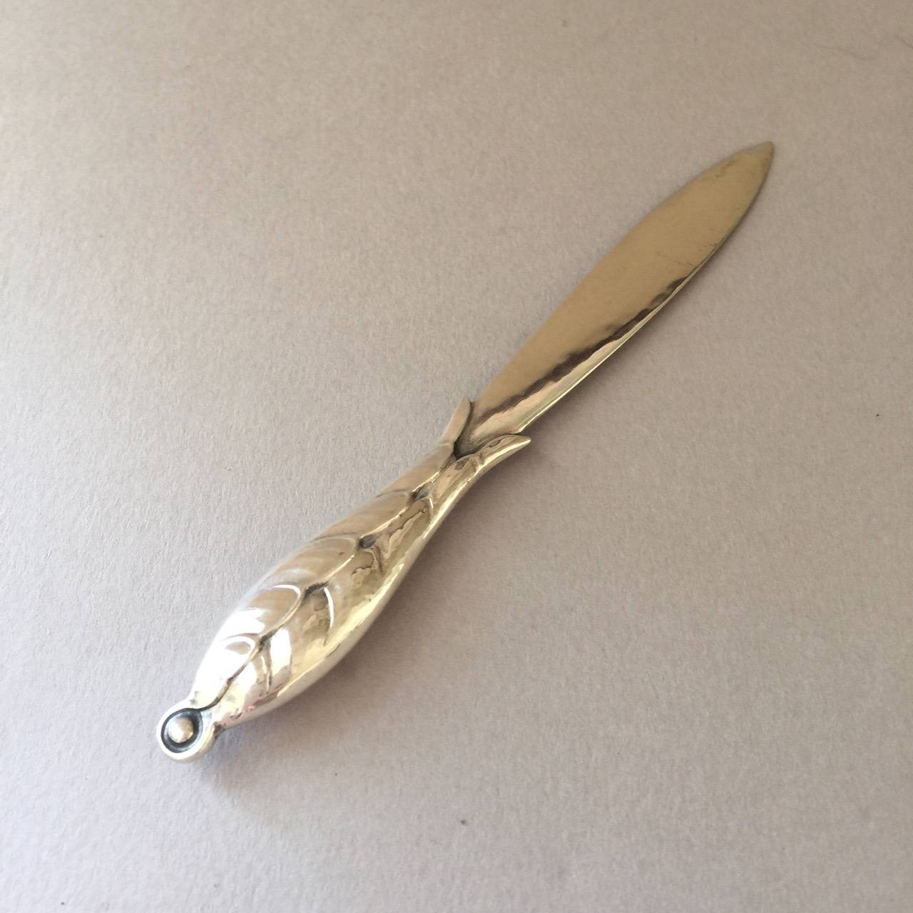 Georg Jensen Paper Knife No. 124 Very Rare.

Exquisitely handmade with a leaf motif hollow handle and all silver blade. Date marks from 1924, 830 silver.

5.5