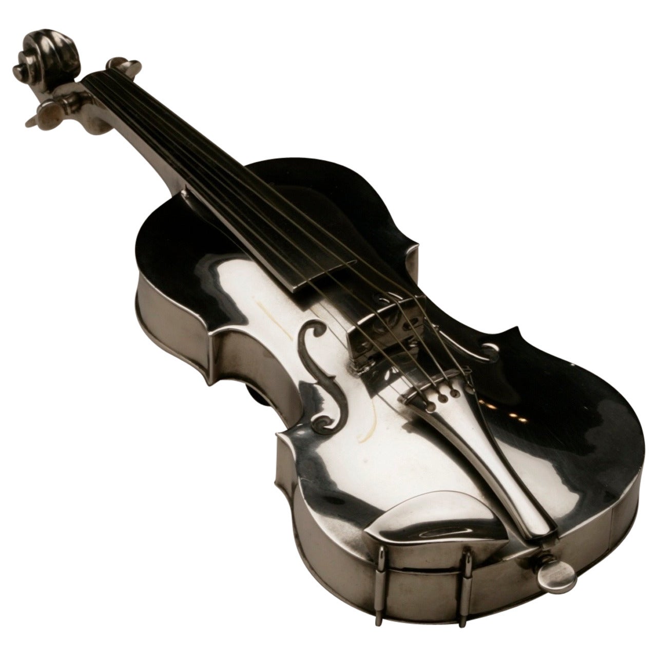 Unique Sterling Silver, Handmade Violin by Ole Petersen For Sale