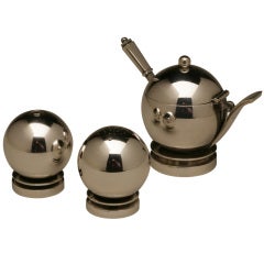 Georg Jensen "pyramid" Mustard Pot And Salt And Pepper Set, No. 632