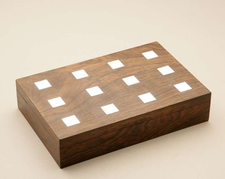 Hans Hansen Rosewood Box with Sterling Silver Inlay