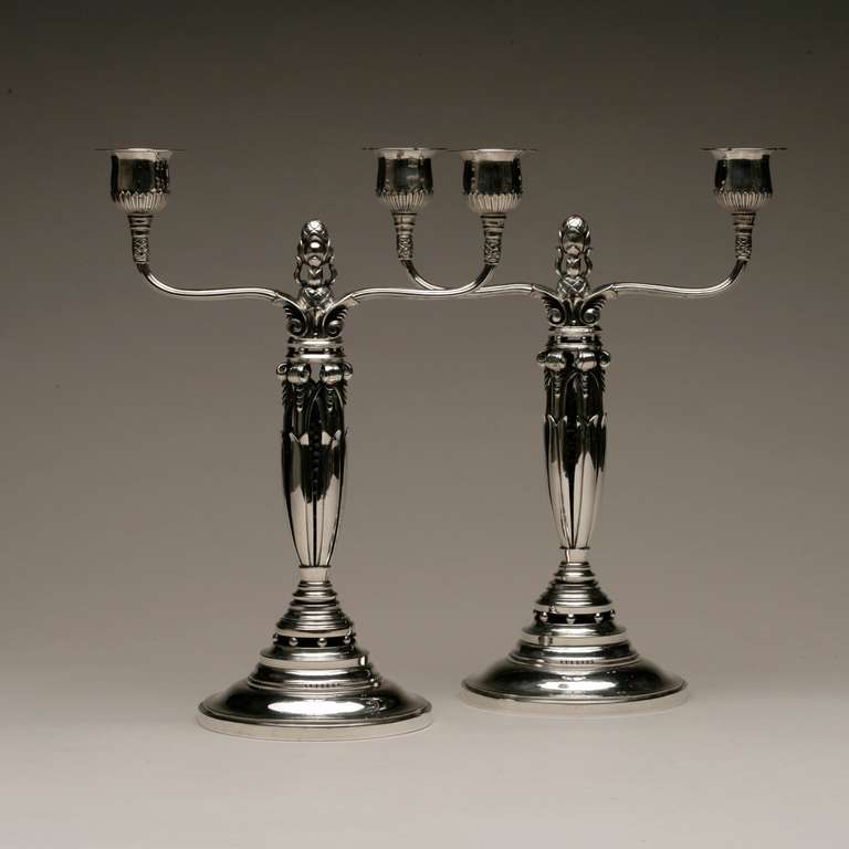 Georg Jensen candelabra 481A by Johan Rohde very rare. Designed in 1927. Also know as the 