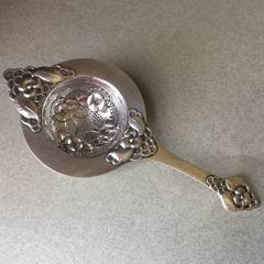 Antique Evald Nielsen 830 Silver Art Nouveau Tea Strainer