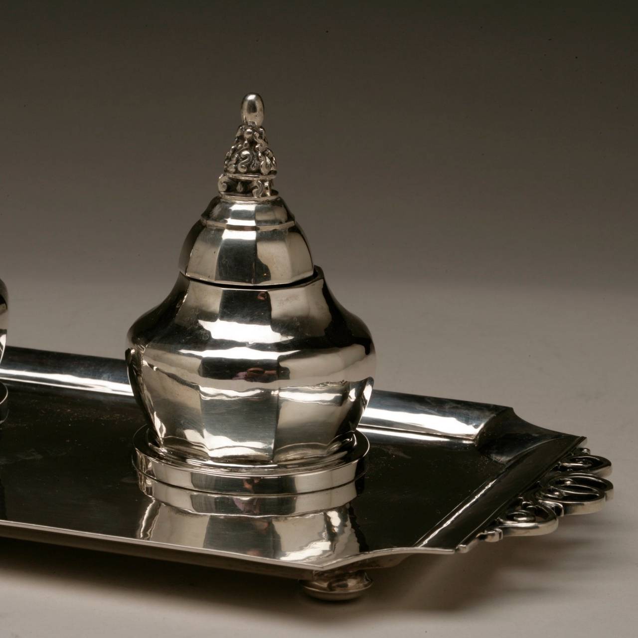 Art Nouveau Georg Jensen Double Inkwell, No. 303