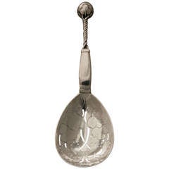 Georg Jensen Sterling Silver Pierced Ornamental Serving Spoon, no. 35