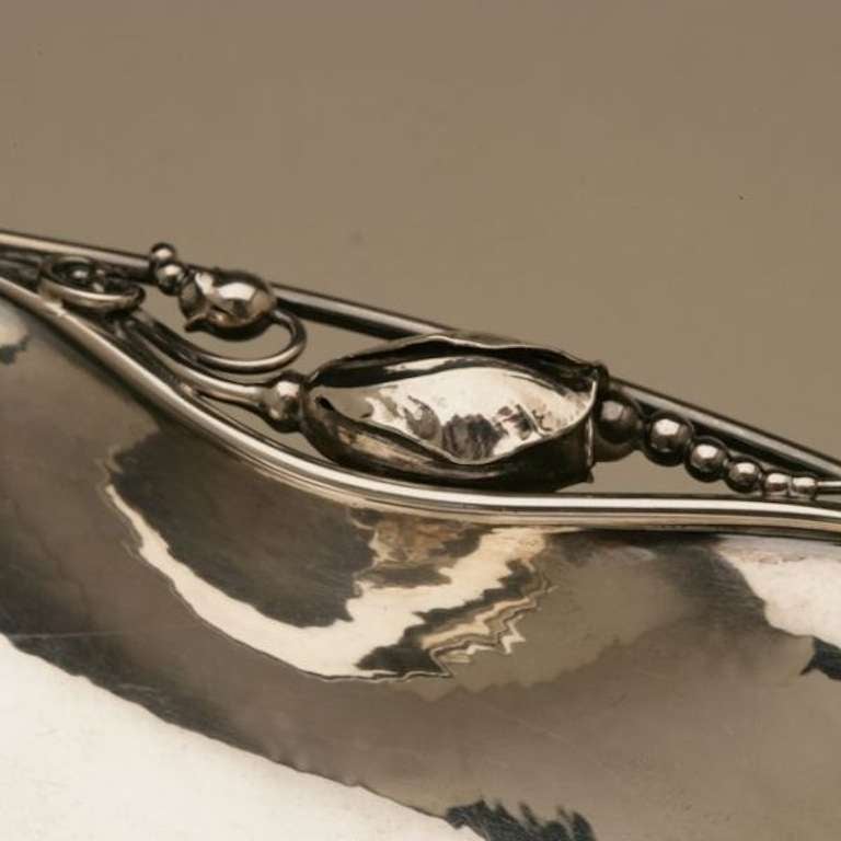 Danish Georg Jensen Sterling Silver Blossom Oval Dish No. 2A For Sale