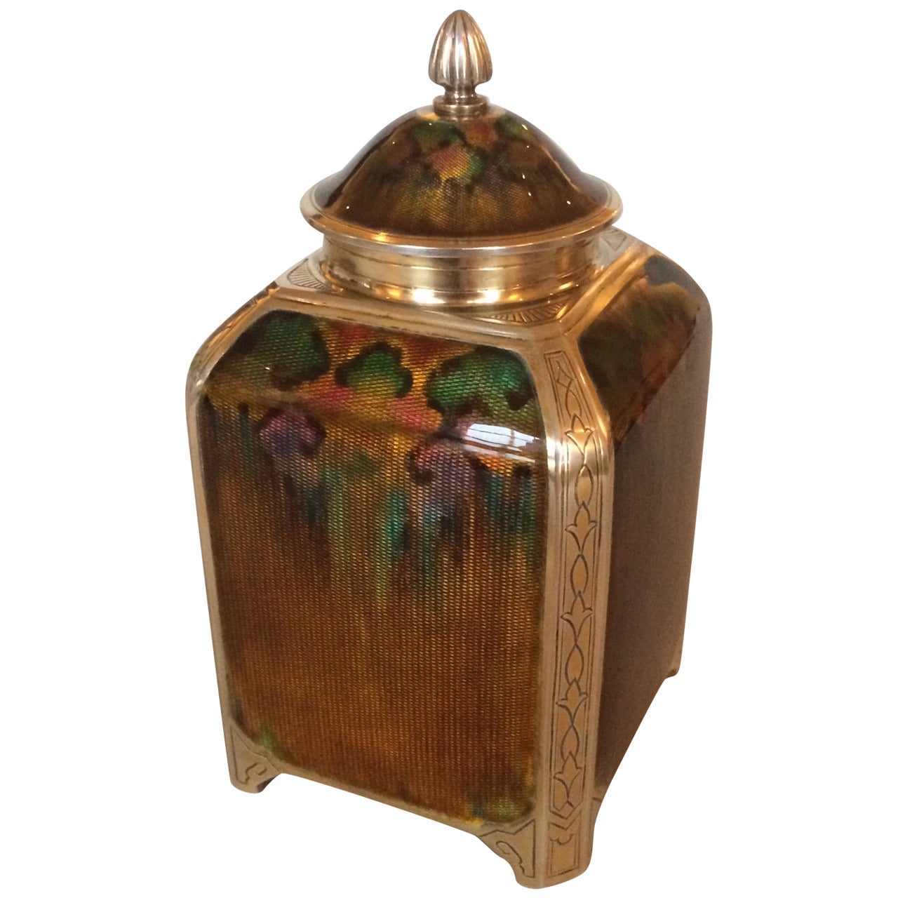 Exceptional Tea Caddy by David Andersen, Very Rare For Sale