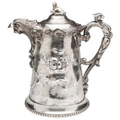 Antique Elaborate and Detailed Silverplate Coffee Pot, 1863, Made by Ernest Kaufman, Philadelphia, PA