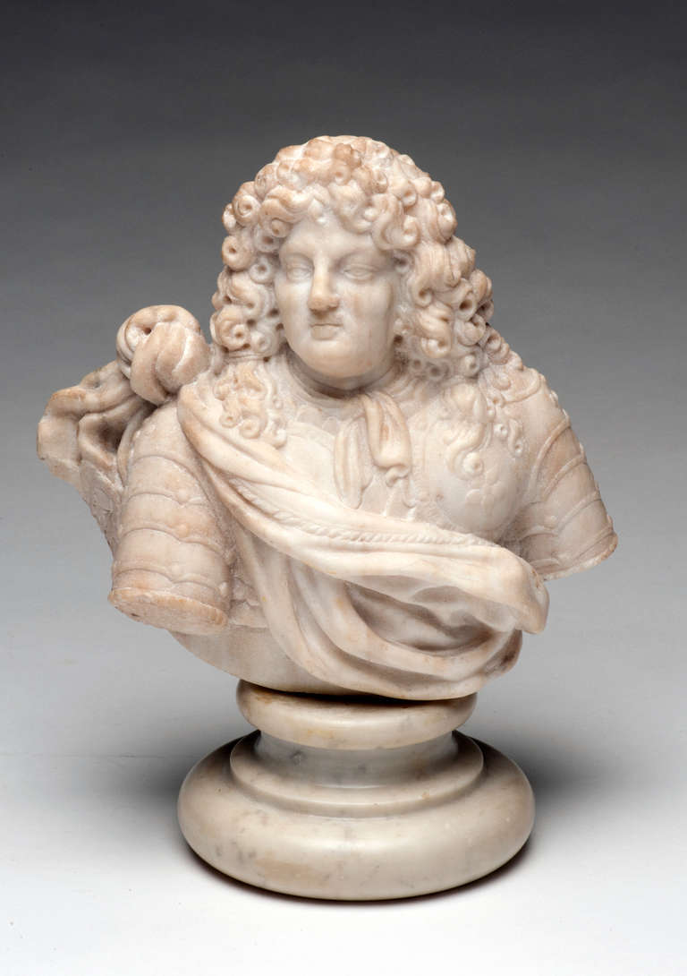 Carved Late 18th Century Marble Bust of Phillipe II, Duc d’Orléans (1674-1723)