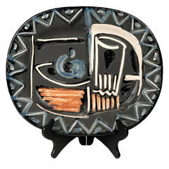 Pablo Picasso Madoura Partially Glazed and Engraved Ceramic Plate, 1953