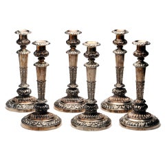 Set of Six Silver-plate Candlesticks by Matthew Boulton (British, 1728-1809)