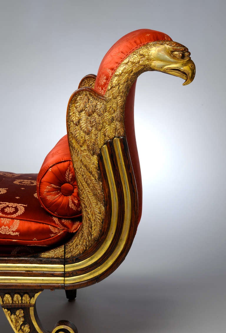 19th Century Carved and Parcel Gilt Neoclassical Recamier from a design by Thomas Sheraton