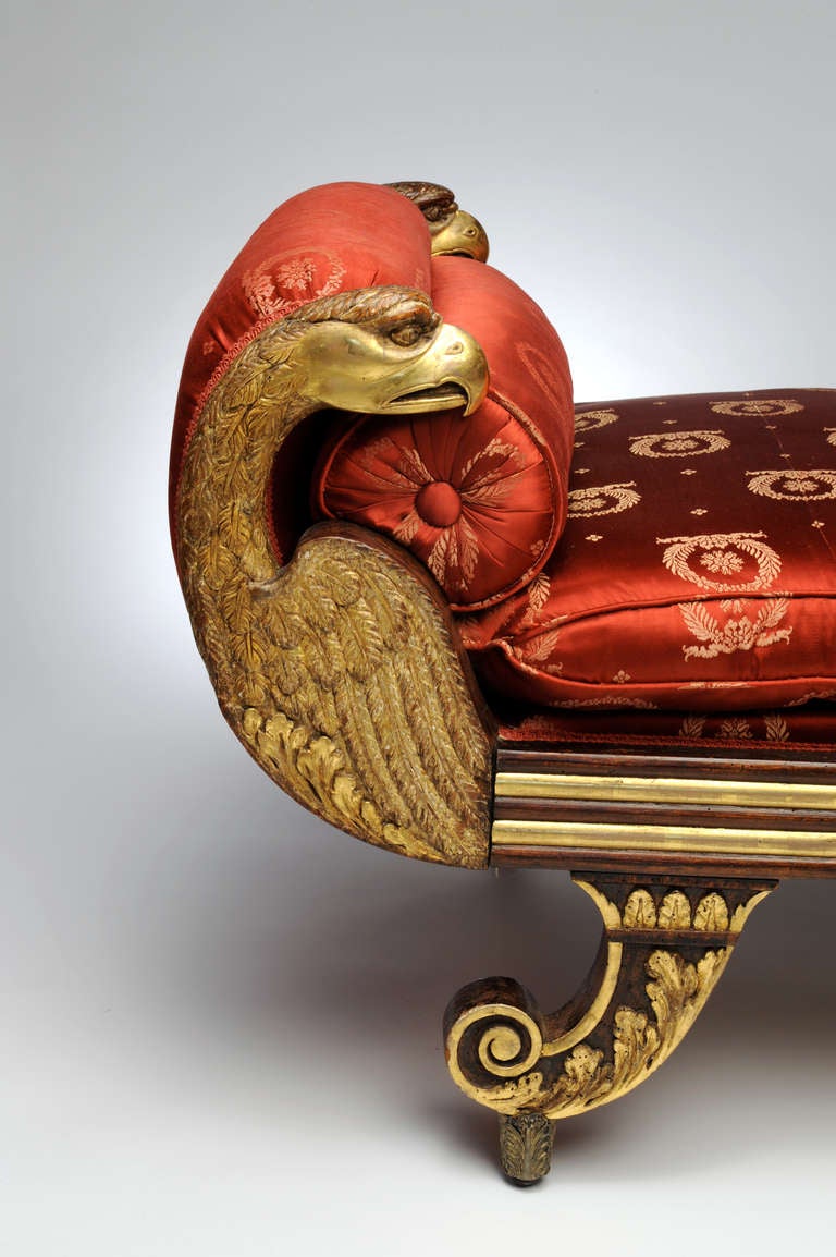 Carved and Parcel Gilt Neoclassical Recamier from a design by Thomas Sheraton 1