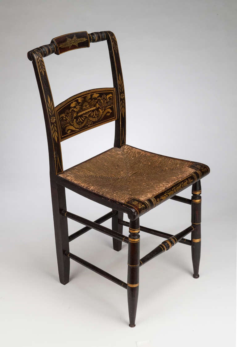 Neoclassical Set of Six Hitchcock Side Chairs, circa 1850