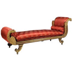 Carved and Parcel Gilt Neoclassical Recamier from a design by Thomas Sheraton