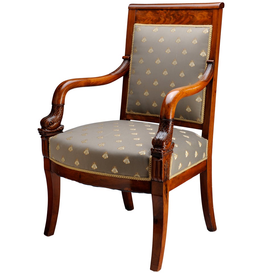 French, Charles X, Dolphin Arm Chair