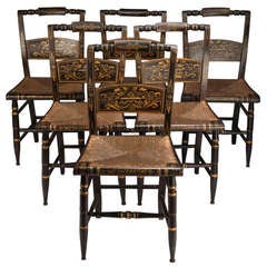 Used Set of Six Hitchcock Side Chairs, circa 1850