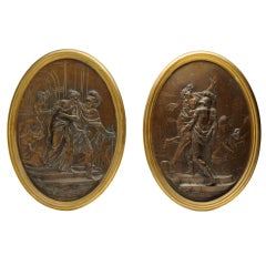 A Pair of French Bronze Mythological Reliefs 18th century