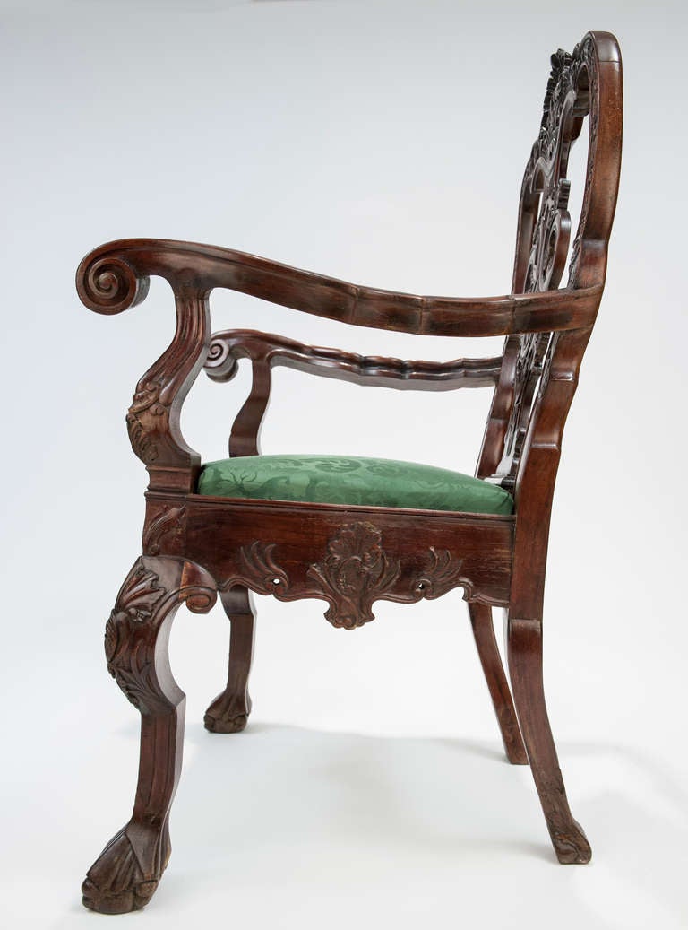 Mexican Colonial Arm Chair c. 1775-1810, in the Chippendale style In Excellent Condition In Miami Beach, FL