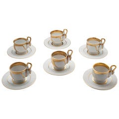 Six Meissen Dresden style Swan Cups and Saucers, circa 1955