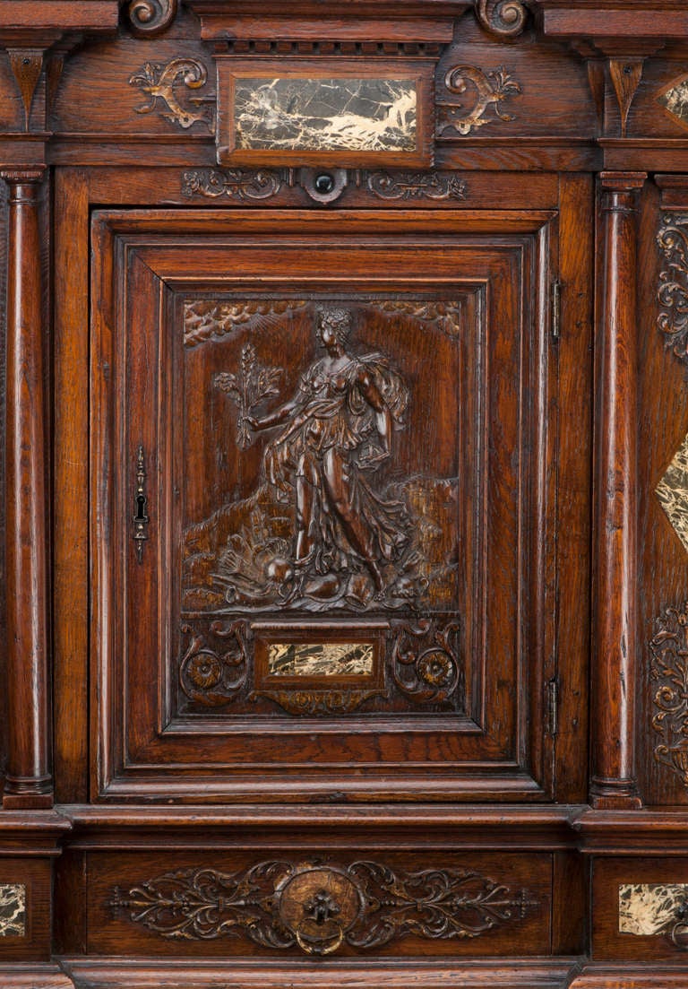 18th Century and Earlier 16th century French Renaissance walnut and marble-inlay cabinet