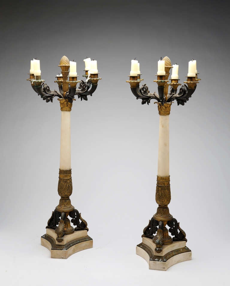 French Empire Charles X Candleabra, c. 1830
Bronze and Marble
29 x 12 inches