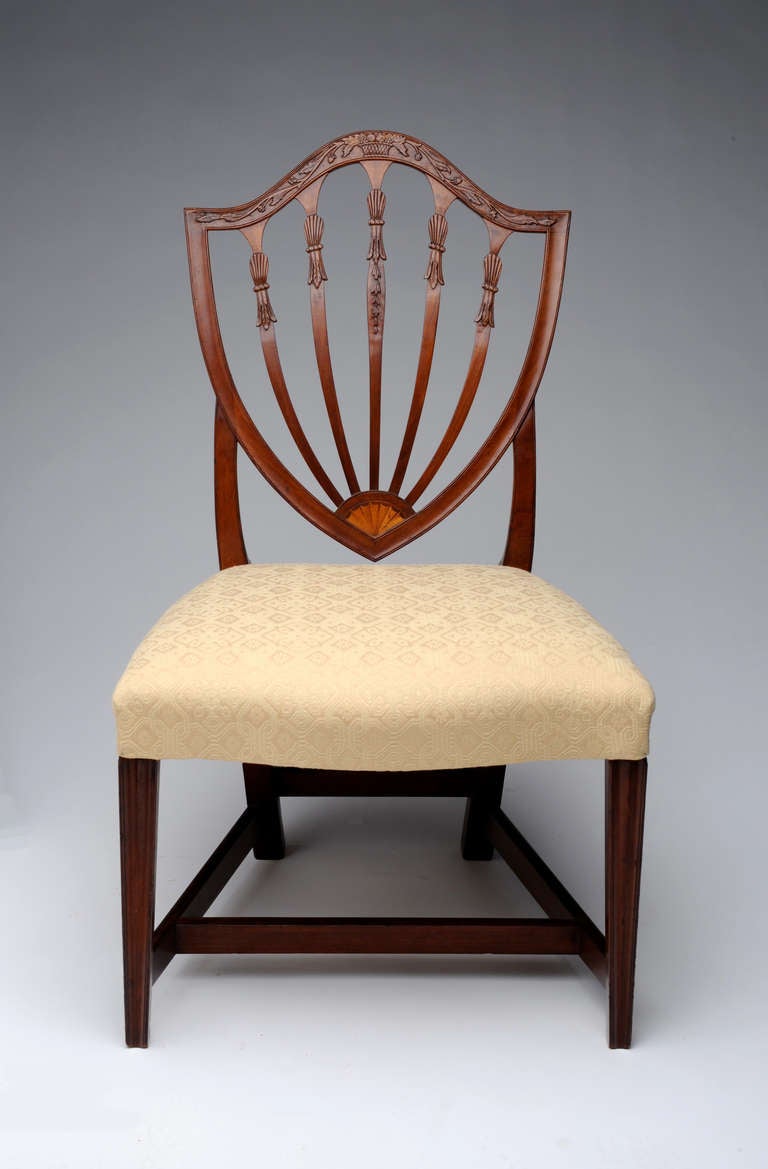 American Federal Mahogany Carved Shield-back Side Chair, Salem, Massachusetts, c. 1791