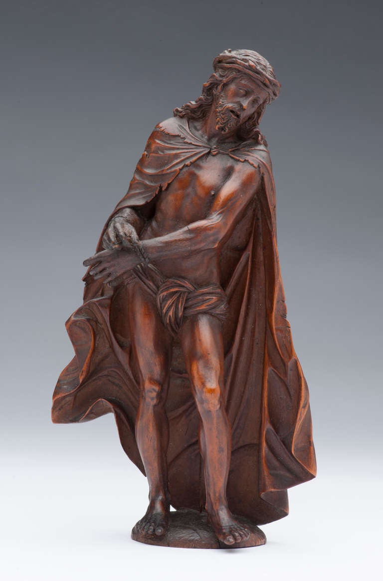 Carved Flemish Boxwood Sculpture of Christ at the Column