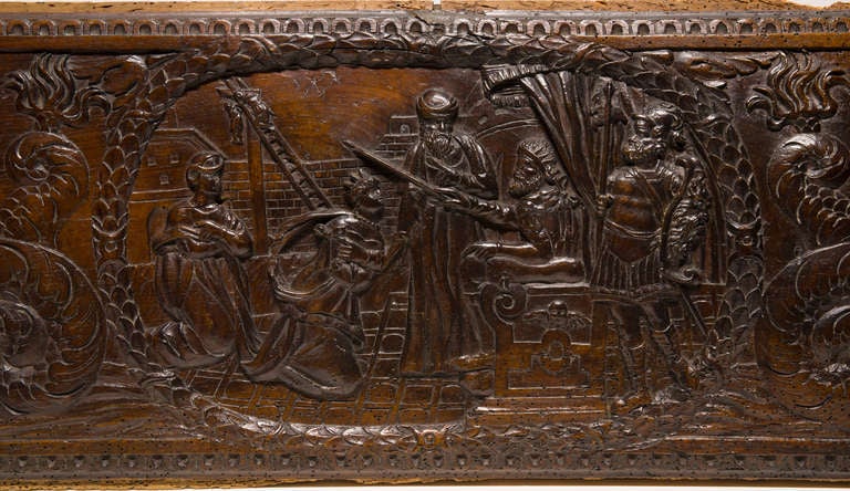 Baroque Cassone Panel Depicting Esther before Ahasuerus