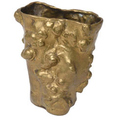 Seltene Gabriella Crespi "Tronco" Vase aus vergoldeter Bronze:: ca. 1970er Jahre